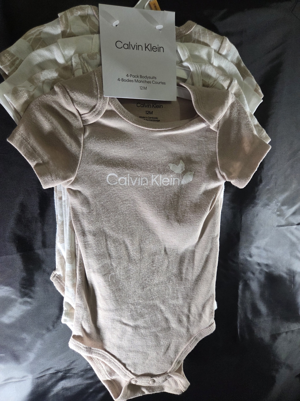 Calvin Klein 4-Pack Baby Short-Sleeve Bodysuits Pale Pink
